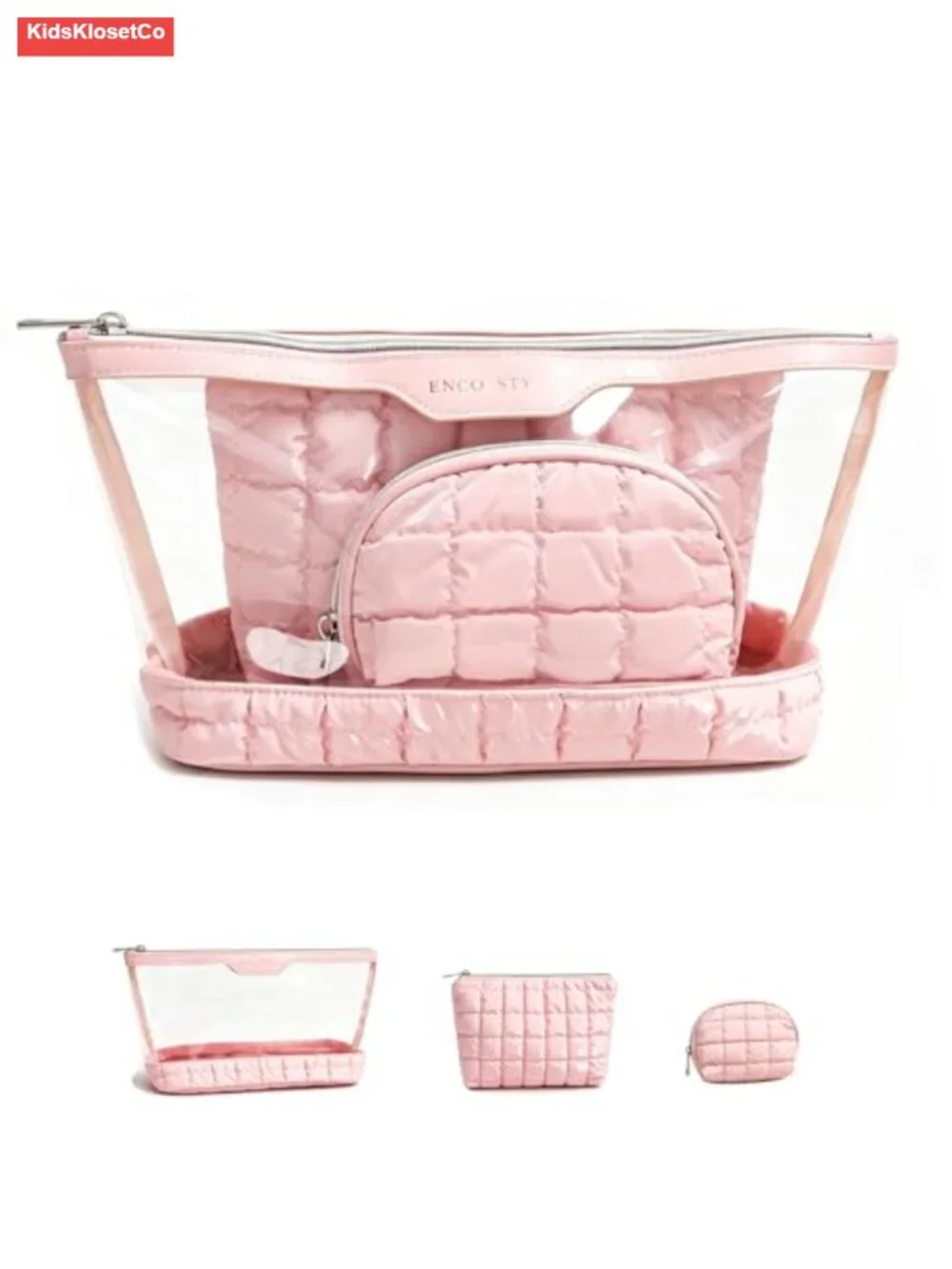3-Piece Clear Cosmetics Bag Set Waterproof PVC Travel Toiletry Organizer Pouch